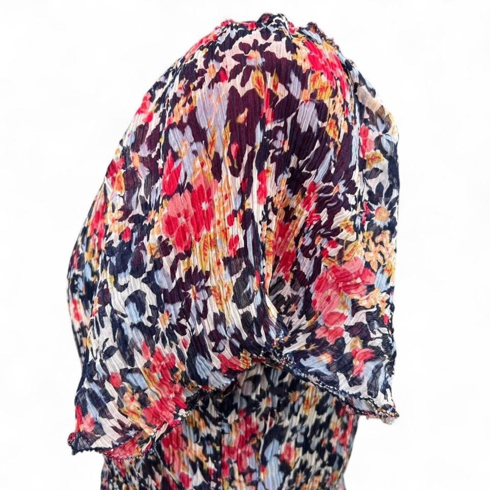 Sundance multicolored cotton floral crinkle midi dress elastic waist PS - Picture 3 of 8